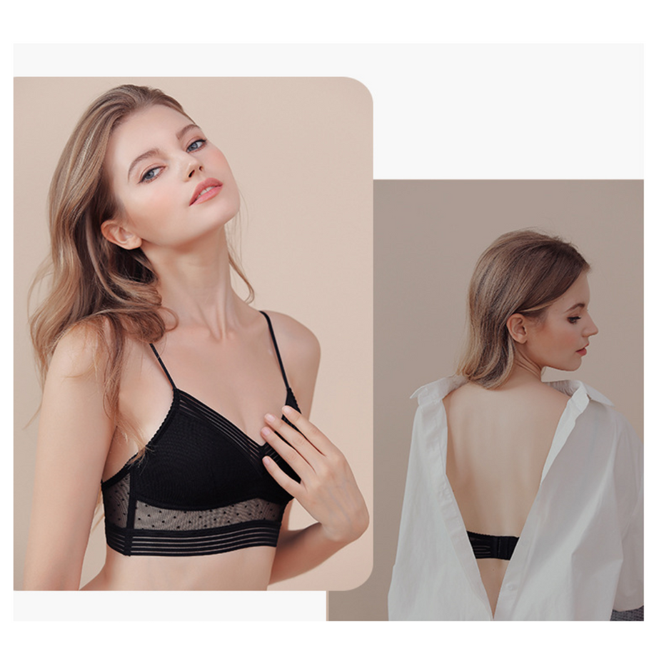 Women Low Back Wireless Lifting Lace Bra Set