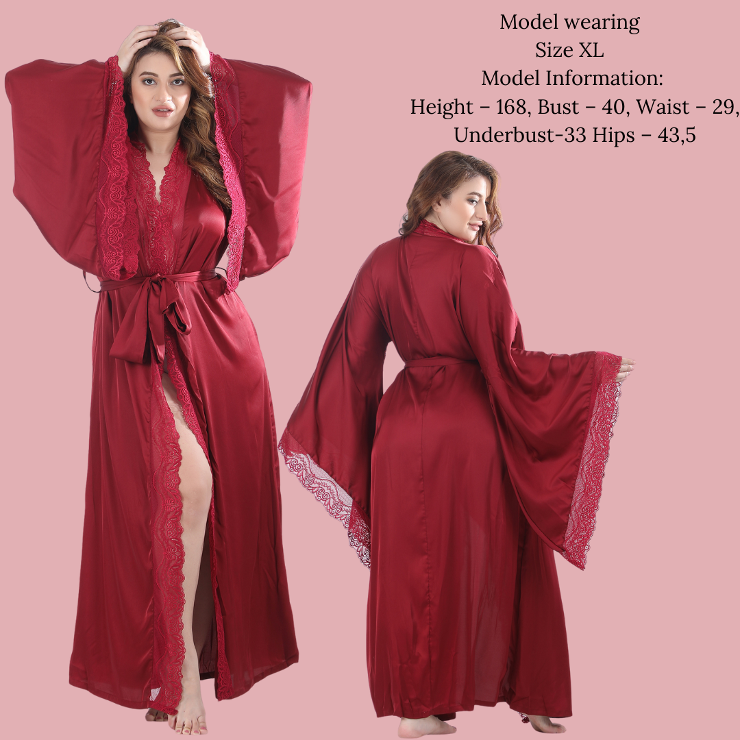 Women 1pc Slight Stretch Long Robe