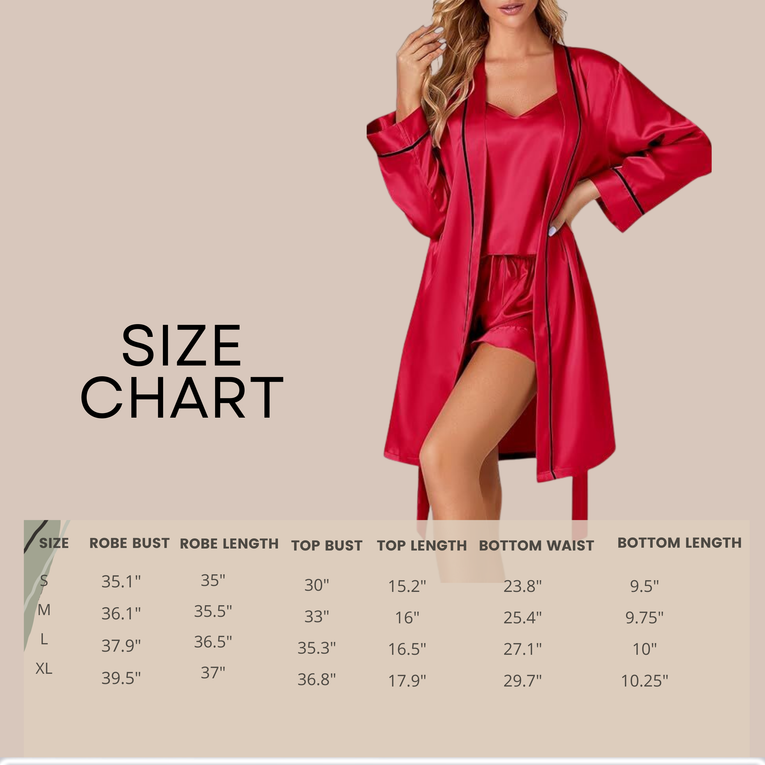 3pcs Satin Cami Top and Shorts with Robe Sleepwear for Women