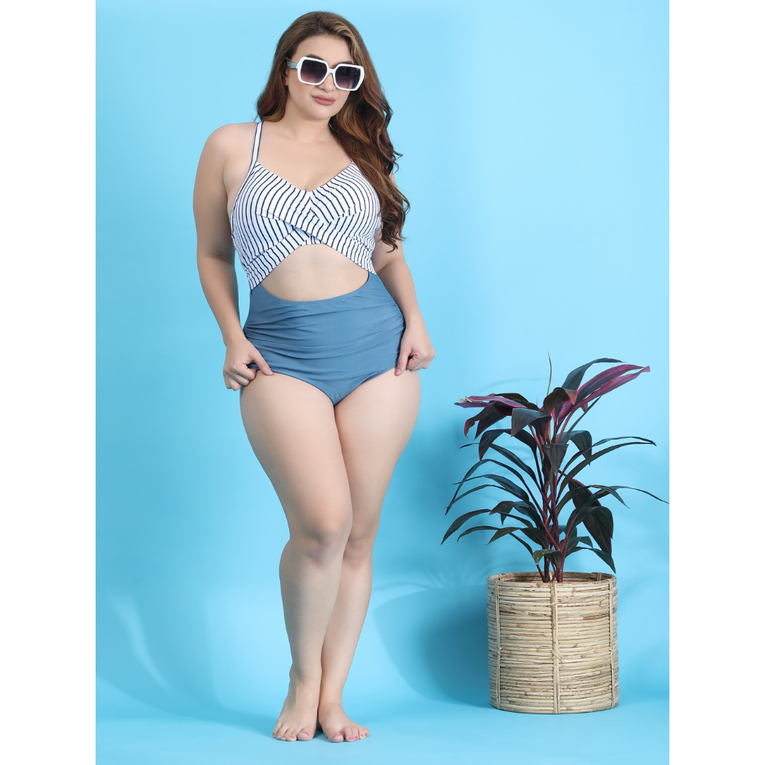 Pleasing Strings Women's 1pc Tummy Control High Waist Cutout Swimsuit