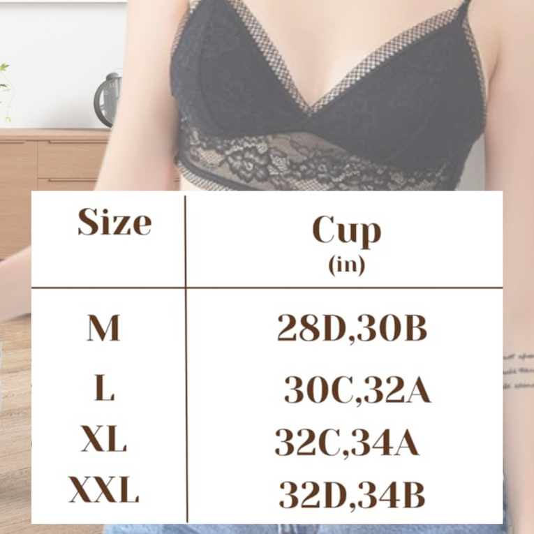 Women Sexy Lacy Black Wireless Bra