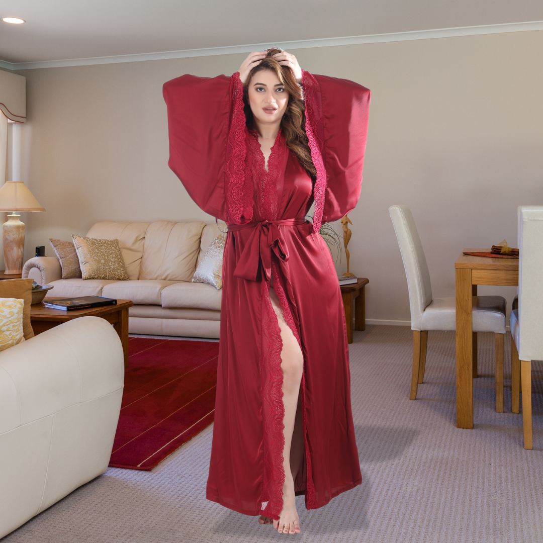 Women 1pc Slight Stretch Long Robe