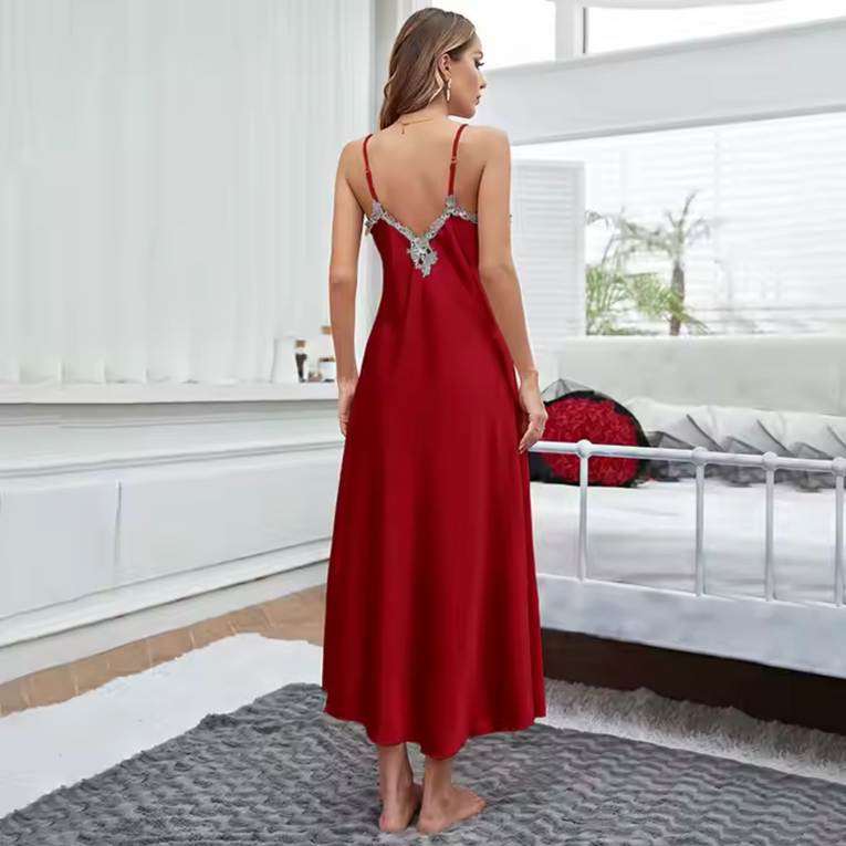 Pleasing Strings Women's Lace Silk Satin Nightgown