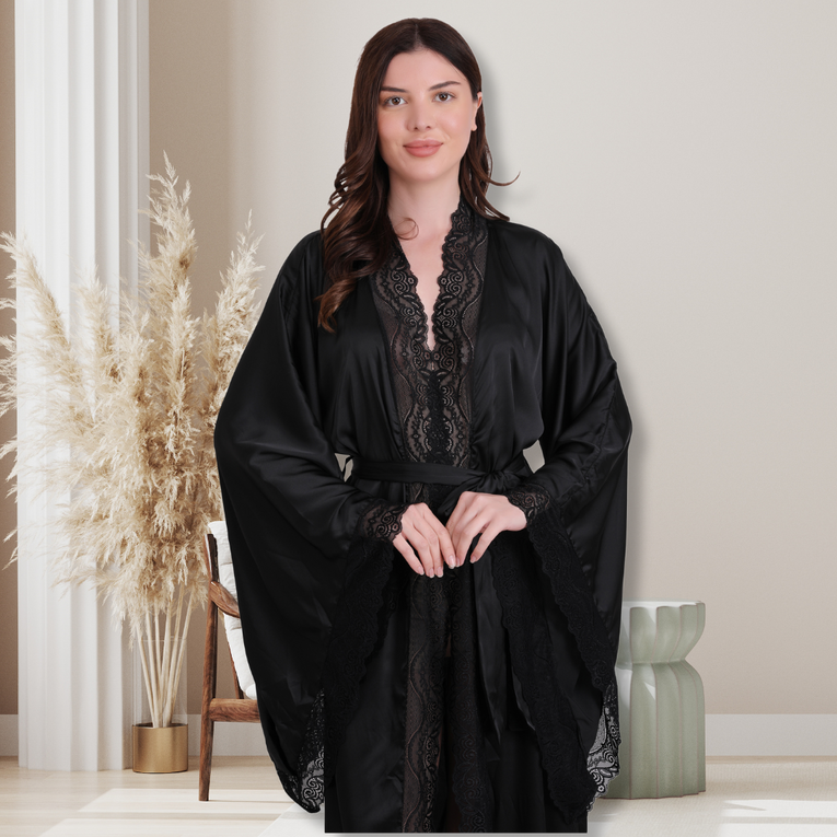 Women 1pc Slight Stretch Long Robe