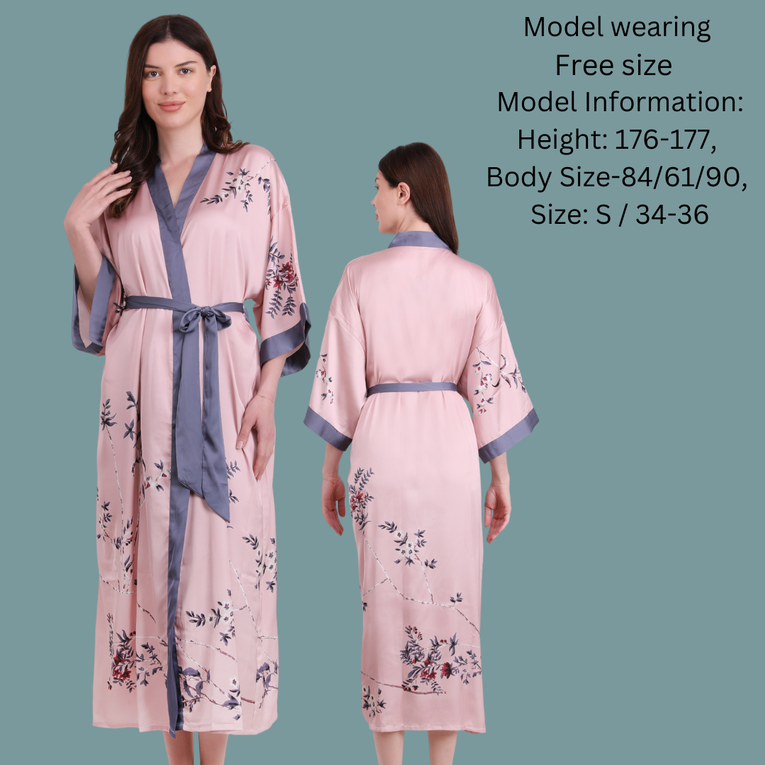 Women's Floral Printed Robe Bathrobe Satin Robes