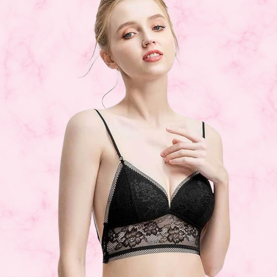 Women Sexy Lacy Black Wireless Bra