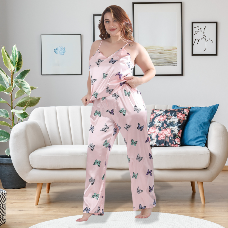 Pleasing Strings Butterfly Printed Cami Top and Long Pyjama Set