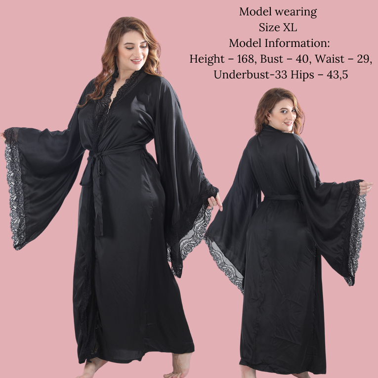 Women 1pc Slight Stretch Long Robe