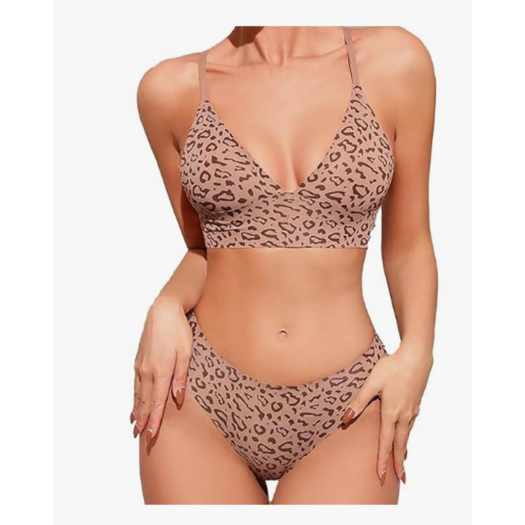 Bra and Panty Sets for Women Seamless Lingerie Leopard Print Sexy Sets Bikini Style