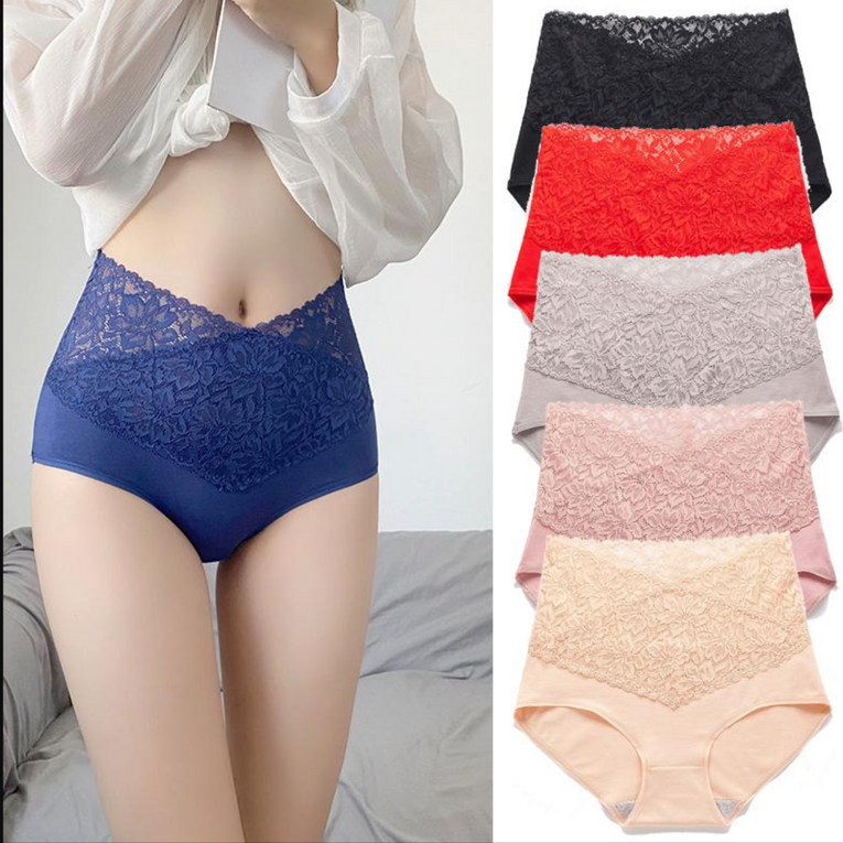 Women Underwear High Waist Cotton Briefs Panties Tummy Control Panty Set of 3