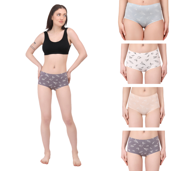 Women's BoyShort Floral Print Cotton Underwear