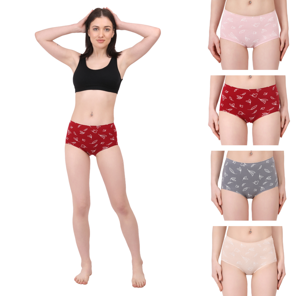 Women's BoyShort Floral Print Cotton Underwear