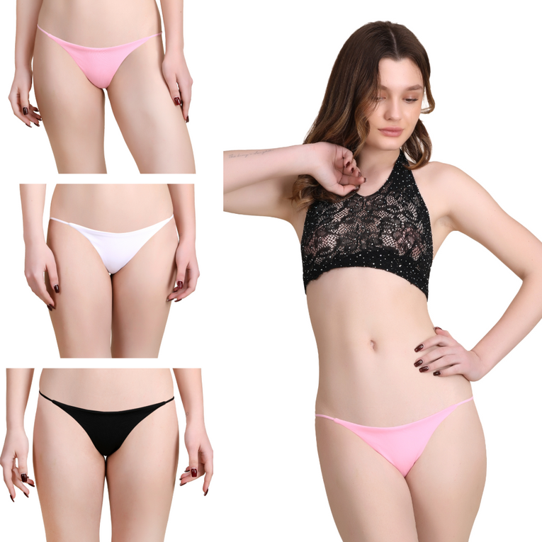 Cotton Tanga Panties Set of 3 for Women