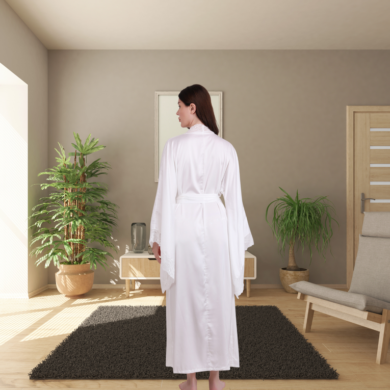 Women 1pc Slight Stretch Long Robe