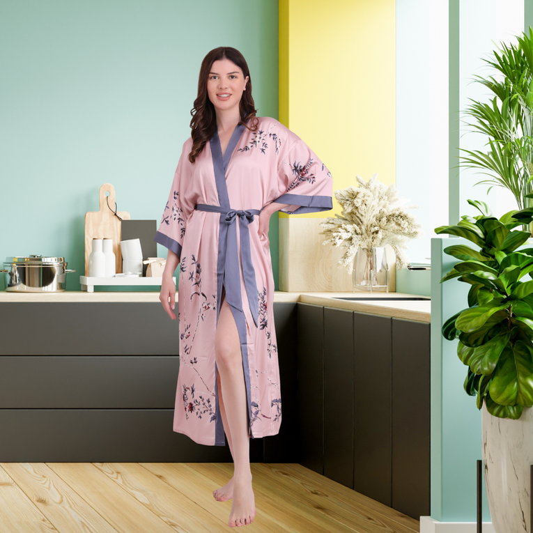 Women's Floral Printed Robe Bathrobe Satin Robes